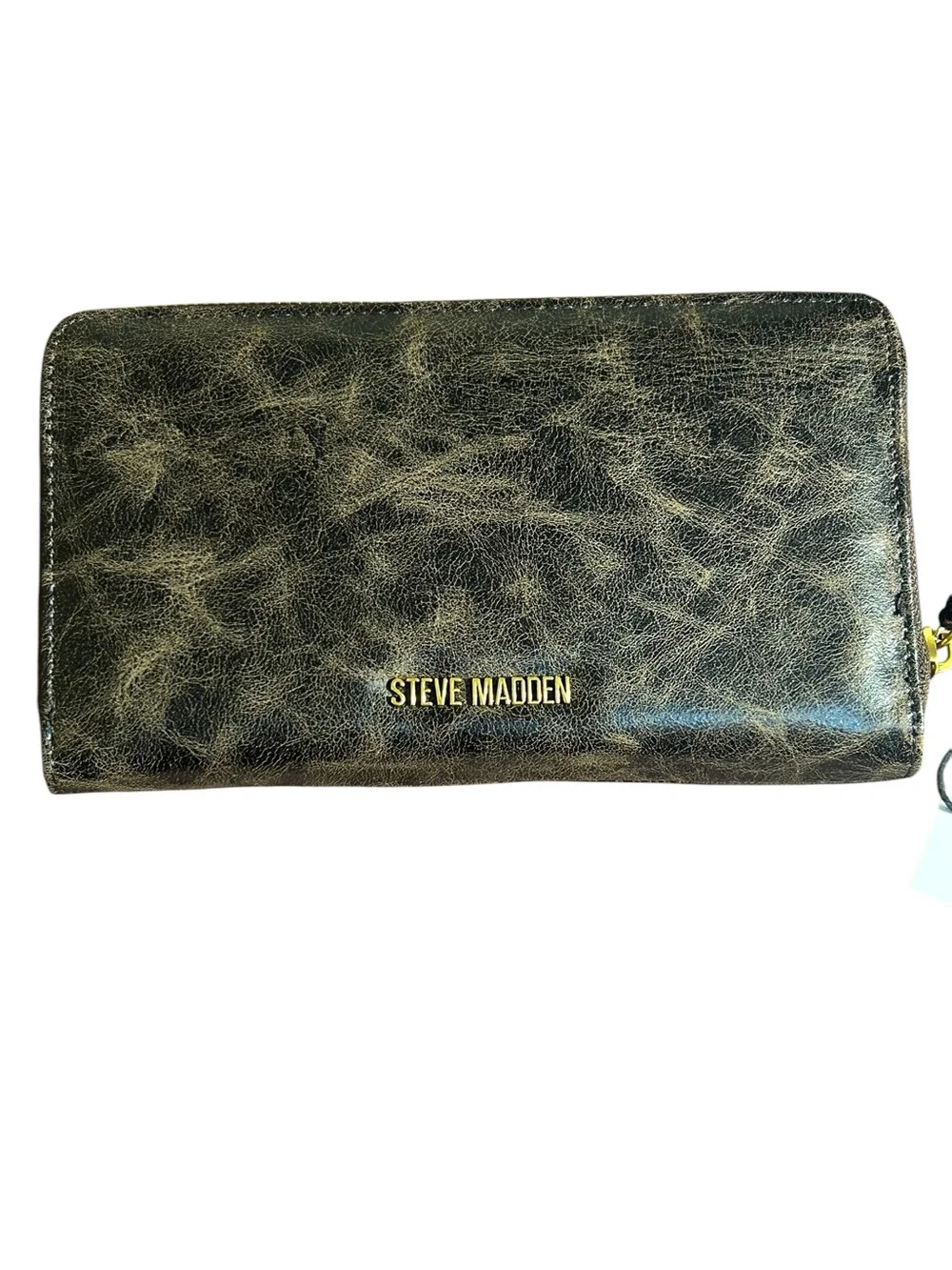 NWT Steve Madden Bzippy Patchwork Zip-Around Wallet Brown/Multi